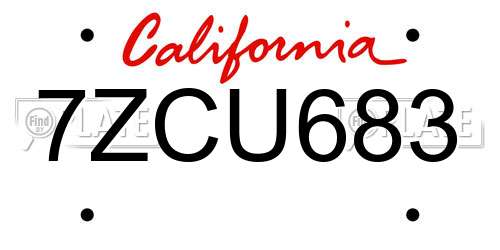 7ZCU683 California License Plate