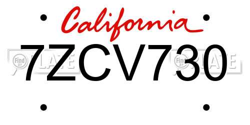 7ZCV730 California License Plate