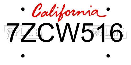 7ZCW516 California License Plate