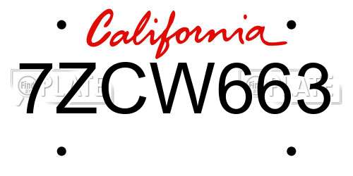 7ZCW663 California License Plate