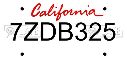 7ZDB325 California License Plate