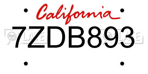7ZDB893 California License Plate