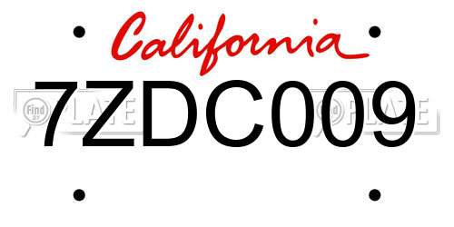 7ZDC009 California License Plate