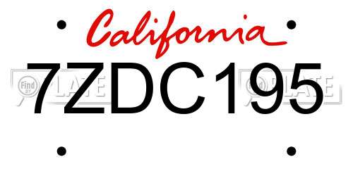7ZDC195 California License Plate