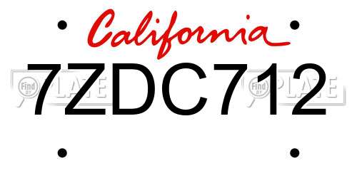 7ZDC712 California License Plate