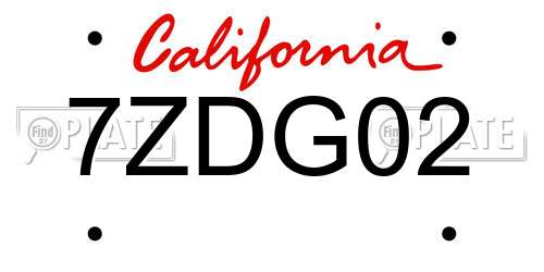 7ZDG02 California License Plate