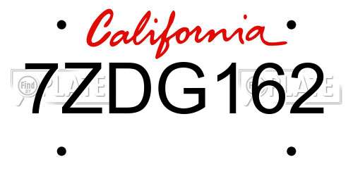 7ZDG162 California License Plate
