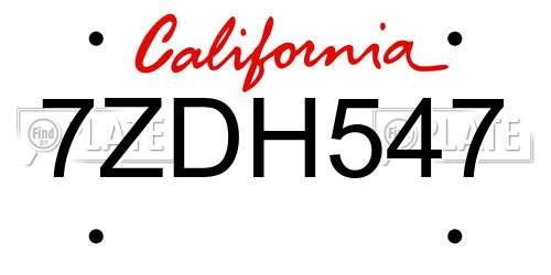 7ZDH547 California License Plate