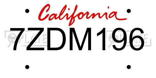 7ZDM196 California License Plate