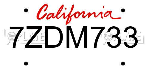 7ZDM733 California License Plate