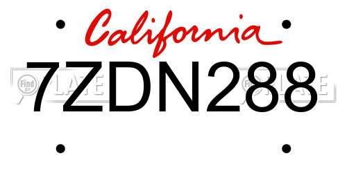 7ZDN288 California License Plate