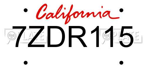 7ZDR115 California License Plate