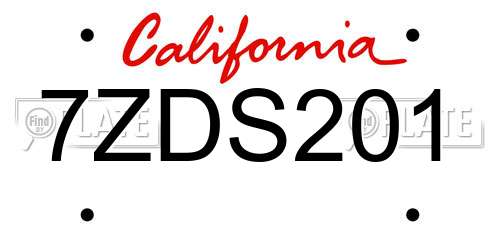 7ZDS201 California License Plate