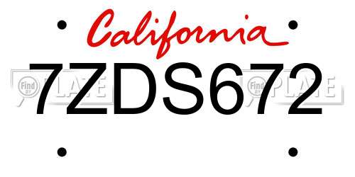 7ZDS672 California License Plate