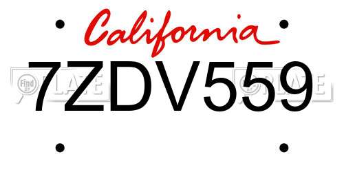 7ZDV559 California License Plate