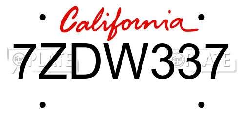 7ZDW337 California License Plate