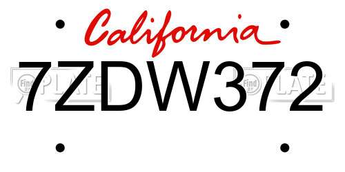7ZDW372 California License Plate
