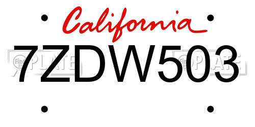 7ZDW503 California License Plate