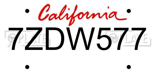 7ZDW577 California License Plate