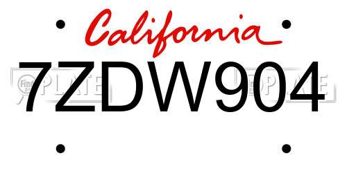 7ZDW904 California License Plate