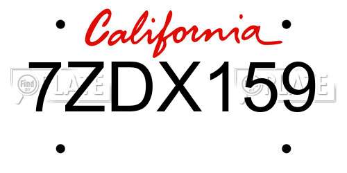 7ZDX159 California License Plate