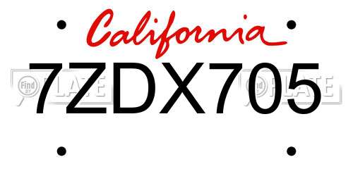 7ZDX705 California License Plate