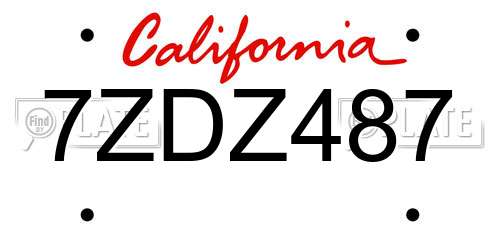 7ZDZ487 California License Plate