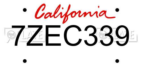 7ZEC339 California License Plate