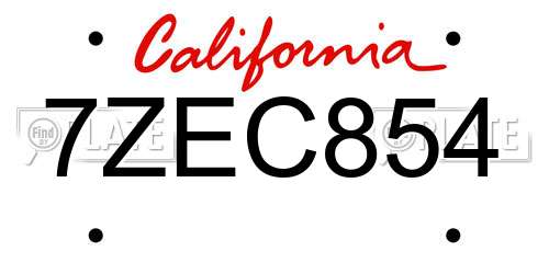 7ZEC854 California License Plate