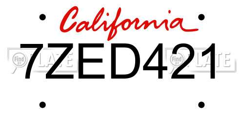 7ZED421 California License Plate