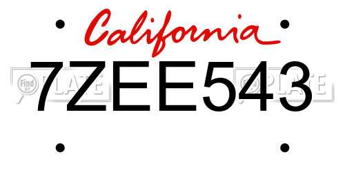 7ZEE543 California License Plate