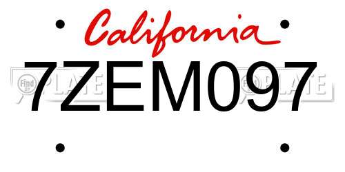 7ZEM097 California License Plate