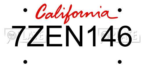 7ZEN146 California License Plate