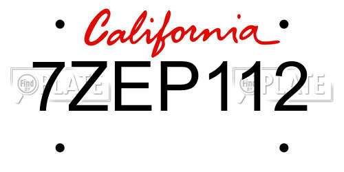 7ZEP112 California License Plate