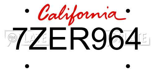 7ZER964 California License Plate