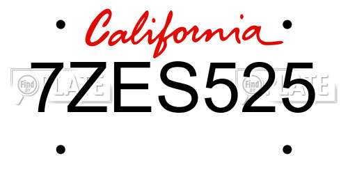 7ZES525 California License Plate