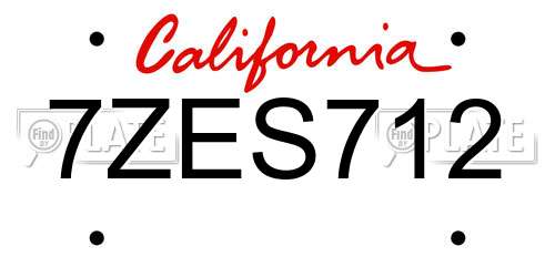 7ZES712 California License Plate