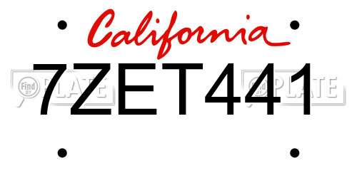 7ZET441 California License Plate