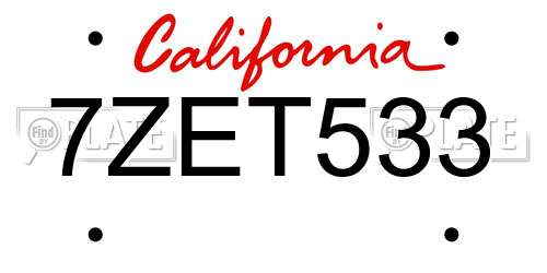 7ZET533 California License Plate