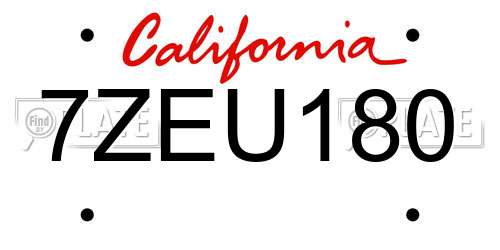 7ZEU180 California License Plate