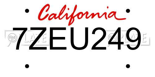 7ZEU249 California License Plate
