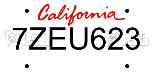 7ZEU623 California License Plate