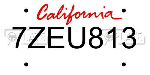 7ZEU813 California License Plate