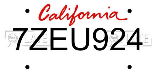 7ZEU924 California License Plate