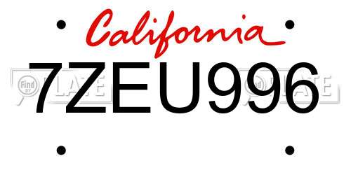 7ZEU996 California License Plate