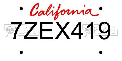 7ZEX419 California License Plate