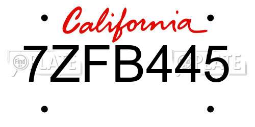 7ZFB445 California License Plate