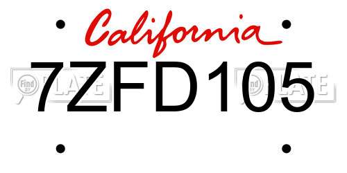 7ZFD105 California License Plate