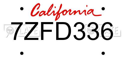 7ZFD336 California License Plate