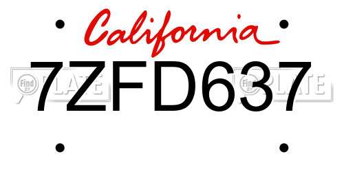 7ZFD637 California License Plate